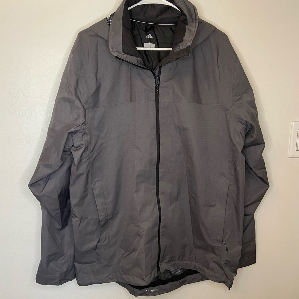 Adidas Men’s Windbreaker Hooded Jacket in Grey